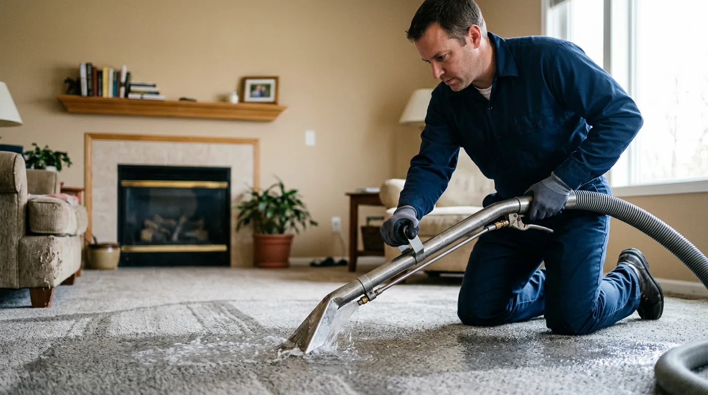 Water damage restoration technician working near Everett, PA